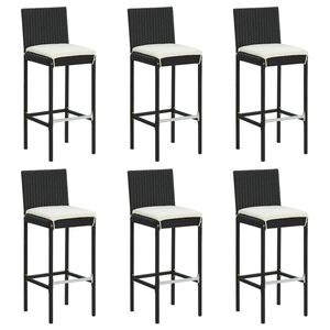 vidaXL Tabourets de bar avec coussins lot de 6 noir r&eacute;sine tress&eacute;e