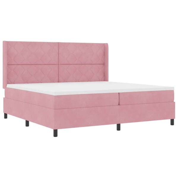 vidaXL Lit &agrave; ressorts avec matelas Rose 200 x 200 cm Velours