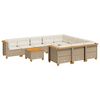 vidaXL Salon de jardin 11 pcs avec coussins beige r&eacute;sine tress&eacute;e