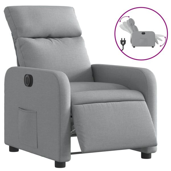 vidaXL Fauteuil inclinable &eacute;lectrique Gris clair Tissu