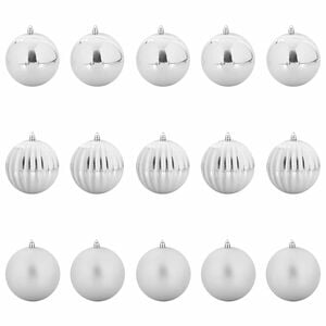 vidaXL Ensemble de Boules de No&euml;l XL 15 pc Argent&eacute; &Oslash; 10 cm Plastique
