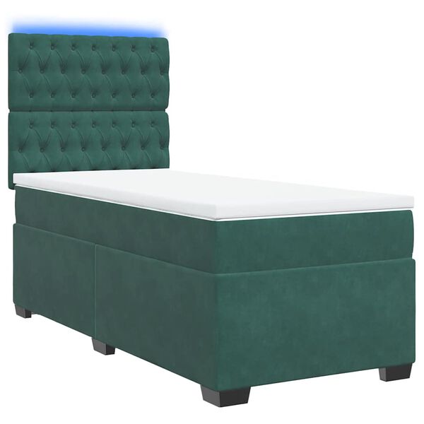 vidaXL Sommier &agrave; lattes de lit et matelas Vert fonc&eacute; 80x200 cm Velours