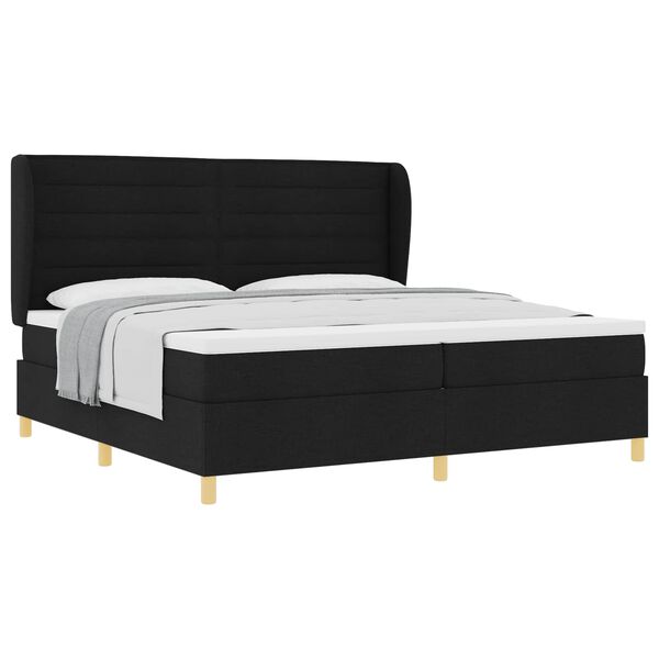 vidaXL Lit &agrave; ressorts avec matelas gris fonc&eacute; 90x190 cm Noir tissu