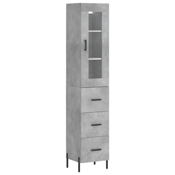 vidaXL Buffet haut Gris b&eacute;ton 34,5x34x180 cm Bois d'ing&eacute;nierie