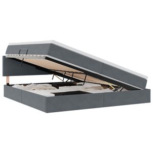 vidaXL Lit avec rangement et LED Gris fonc&eacute; 200 x 200 cm Velours