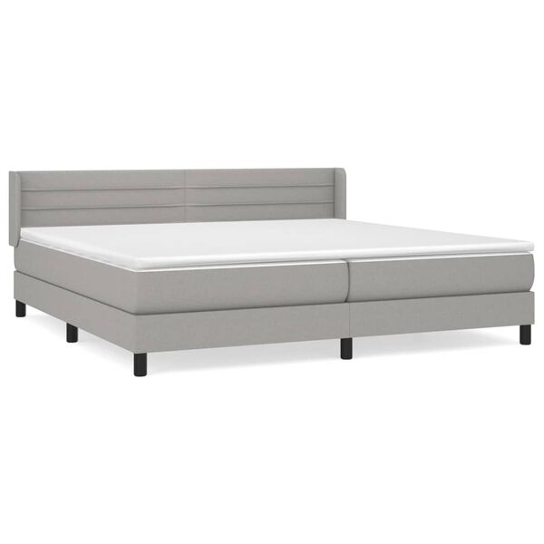 vidaXL Sommier &agrave; lattes de lit avec matelas Gris clair 200x200cm Tissu