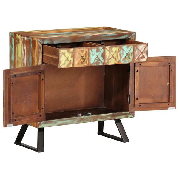 vidaXL Armoire &agrave; tiroir multicolore 70x35x70 cm bois de r&eacute;cup&eacute;ration