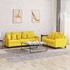 vidaXL Ensemble de canap&eacute;s 2 pcs avec coussins Jaune clair Tissu