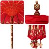 vidaXL Parasol balinais avec base Rouge 185 x 185 x 260 cm