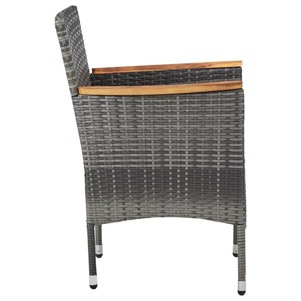vidaXL Chaises à manger de jardin lot de 2 Résine tressée Gris