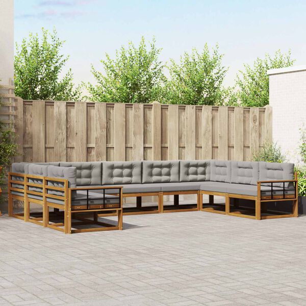 vidaXL Ensemble de canap&eacute;s d'ext&eacute;rieur 9 pcs Gris Naturel et Clair