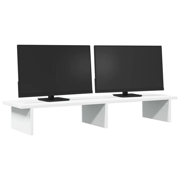 vidaXL Support de moniteur blanc 100x27x15 cm bois d'ing&eacute;nierie