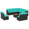 vidaXL Salon de jardin avec coussins 12 pcs noir r&eacute;sine tress&eacute;e