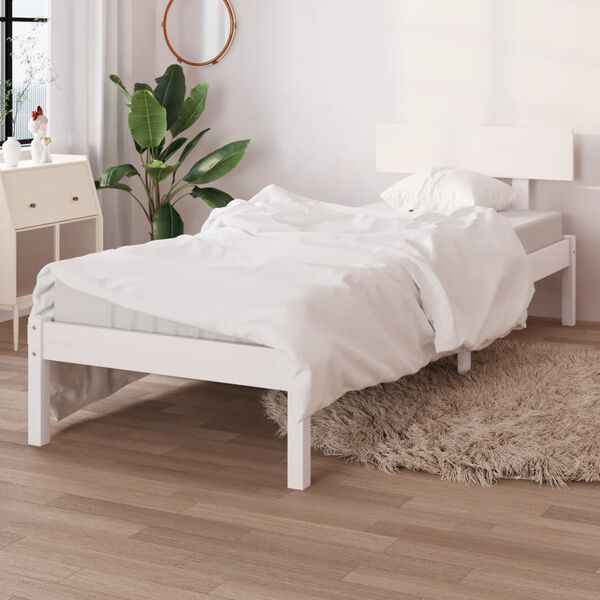 vidaXL Cadre de lit sans matelas blanc bois de pin massif