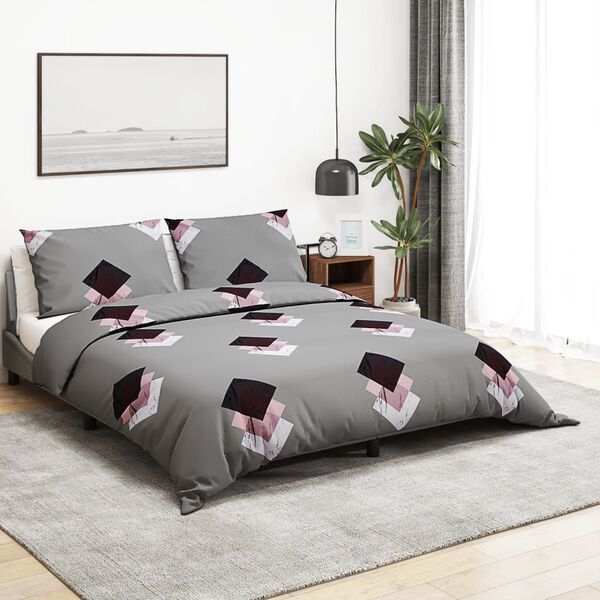 vidaXL Ensemble de housse de couette Gris 200x220 cm Coton