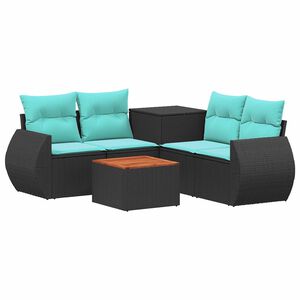 vidaXL Ensemble de Canap&eacute;s 6 pc Noir et Bleu