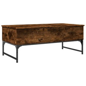 vidaXL Table basse ch&ecirc;ne fum&eacute; 100x50x40 cm bois d'ing&eacute;nierie et m&eacute;tal