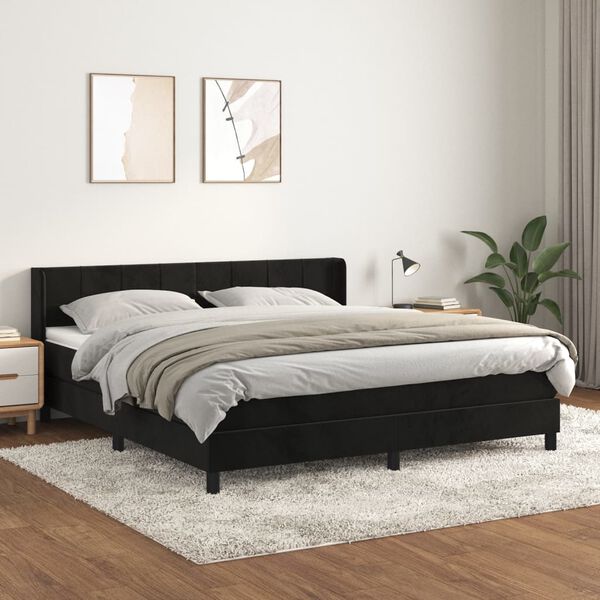 vidaXL Sommier &agrave; lattes de lit avec matelas Noir 180x200 cm Velours
