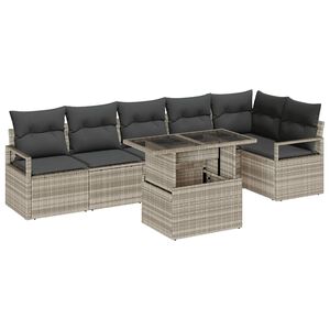 vidaXL Ensemble de canap&eacute; de jardin 7 pcs Gris clair polyrotin