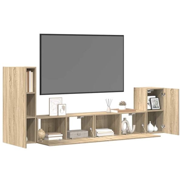 vidaXL Ensemble de meubles TV 4 pcs Ch&ecirc;ne sonoma Bois d'ing&eacute;nierie
