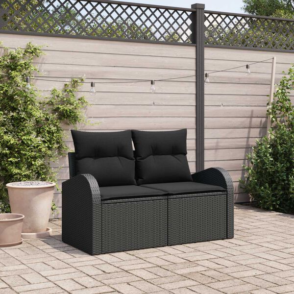 vidaXL Canapé de jardin Noir 124 x 62 x 69cm polyrotin