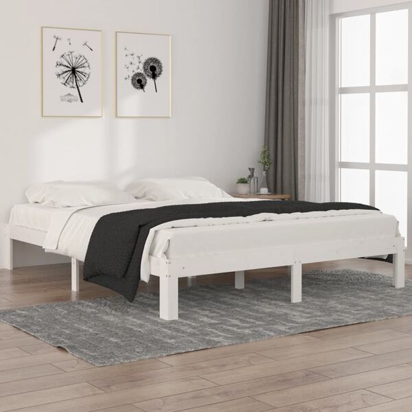 vidaXL Cadre de lit sans matelas blanc bois de pin massif 160x200 cm