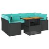 vidaXL Salon de jardin 7 pcs avec coussins noir r&eacute;sine tress&eacute;e