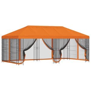 vidaXL Gazebo avec murs lat&eacute;raux 6 x 3 m Orange Polyester et Acier 190