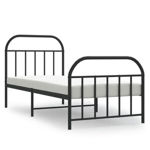 vidaXL Cadre de lit m&eacute;tal sans matelas avec pied de lit noir 80x200 cm