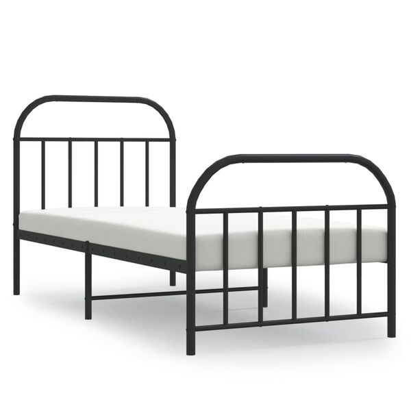 vidaXL Cadre de lit métal sans matelas avec pied de lit noir 80x200 cm