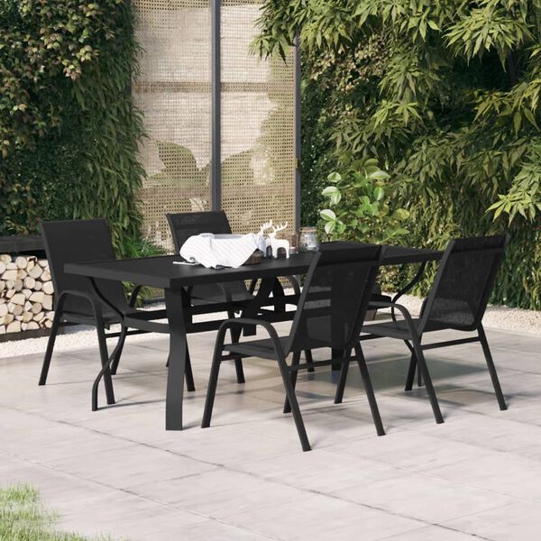 vidaXL Ensemble à manger de jardin 5 pcs Noir