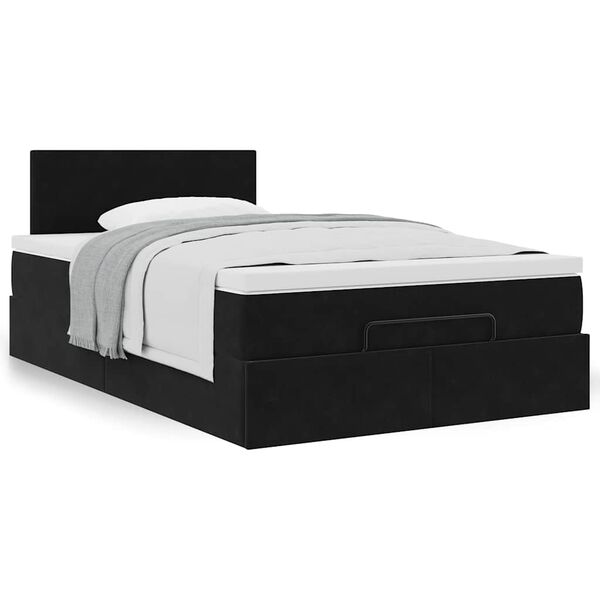 vidaXL Cadre de lit ottoman avec matelas noir 120x200 cm velours