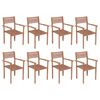 vidaXL Chaises de jardin empilables lot de 8 Bois de teck solide