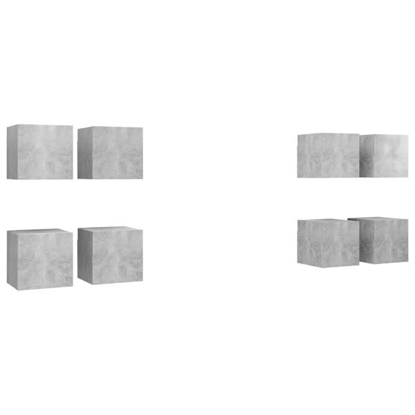 vidaXL Meubles TV muraux 8 pcs Gris béton 30,5x30x30 cm