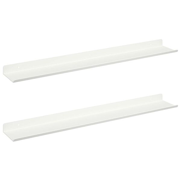 vidaXL &Eacute;tag&egrave;re flottante 2 pcs Blanc 60 x 8,5 x 2,5 cm Acier