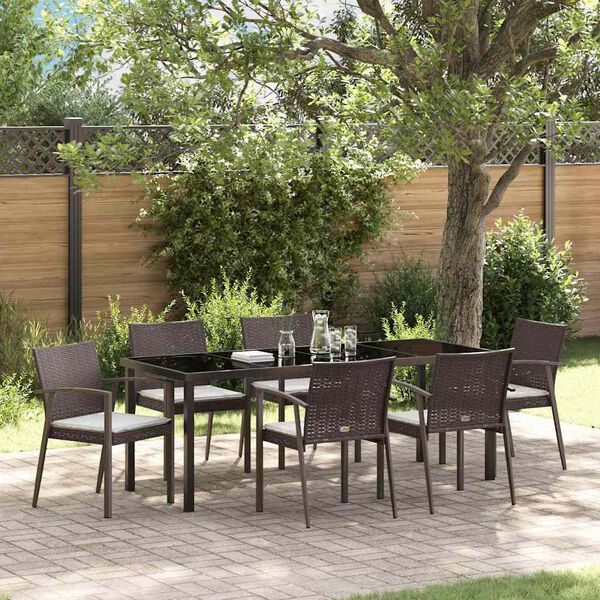 vidaXL Ensemble de salle &agrave; manger pour jardin 7 pcs Marron et Noir