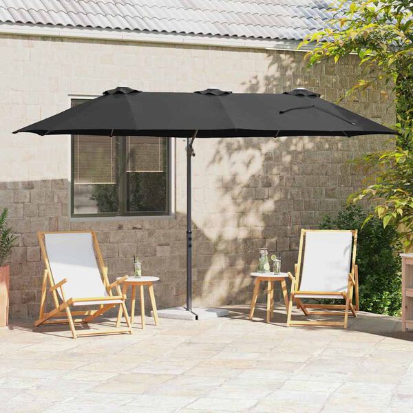 vidaXL Parasol cantilever de jardin Noir 372 x 198 x 243 cm
