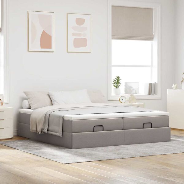 VidaXL Cadre de lit ottoman avec matelas taupe 160x200 cm tissu