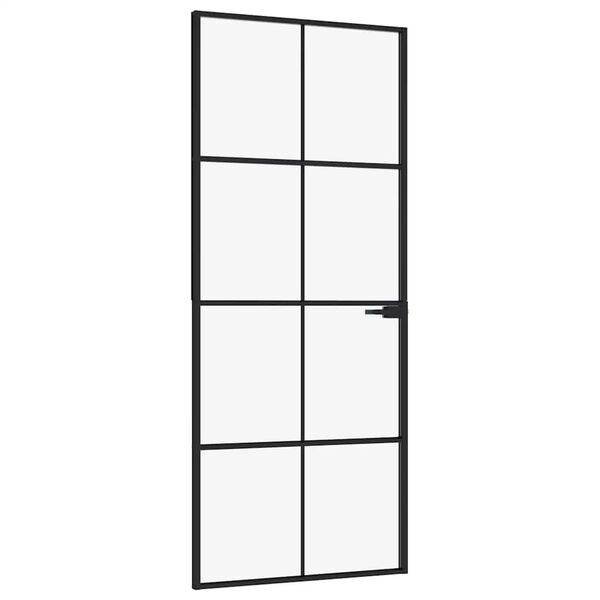 vidaXL Porte d'int&eacute;rieur Noir 83x201,5 cm Tremp&eacute; verre aluminium fin