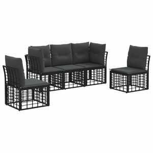 vidaXL Ensemble de canap&eacute;s d'ext&eacute;rieur Noir Polyester