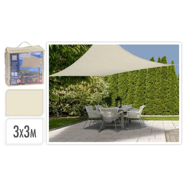 ProGarden Toile d'ombrage 3x3 m Blanc cass&eacute; Carr&eacute;