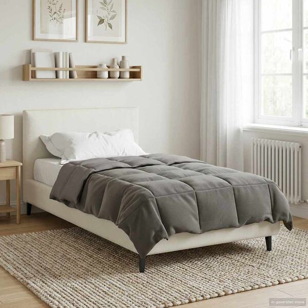 vidaXL Duvet complet toute l'ann&eacute;e Gris clair 140 x 220 cm Microfibre