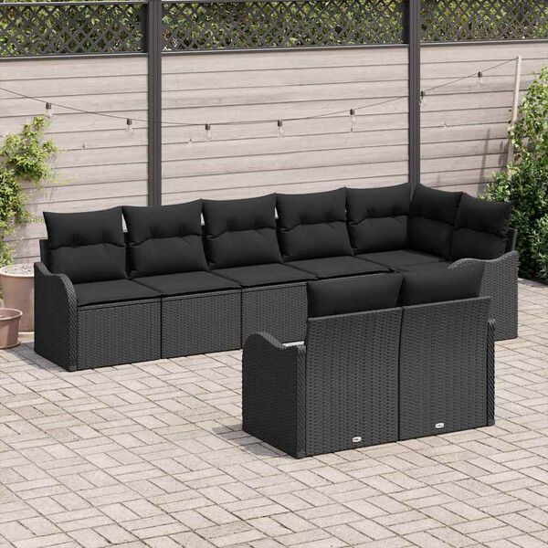 vidaXL Ensemble de canapé de jardin 8 pcs Noir polyrotin