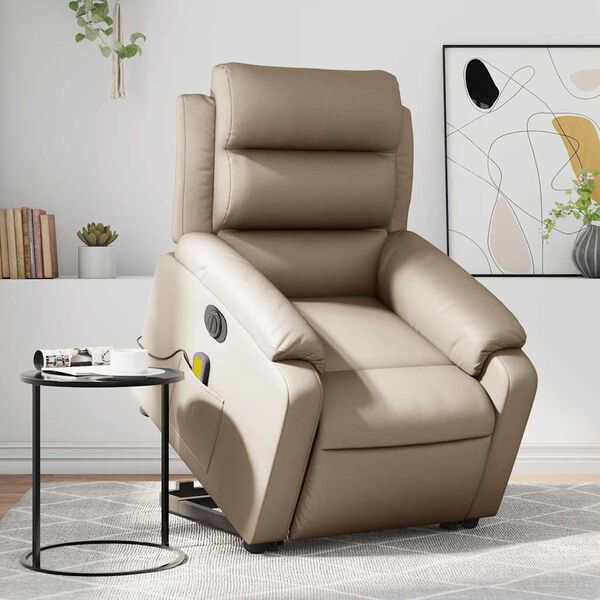 vidaXL Fauteuil inclinable de massage &eacute;lectrique cappuccino similicuir
