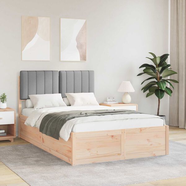 vidaXL Cadre de lit avec t&ecirc;te de lit rembourr&eacute;e Gris clair