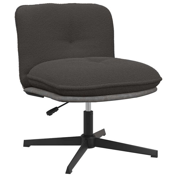 vidaXL Chaise pivotante de bureau gris fonc&eacute; boucl&eacute; comme laine tissu