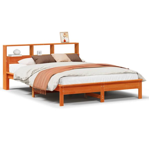vidaXL Lit biblioth&egrave;que sans matelas cire marron 120x190cm pin massif