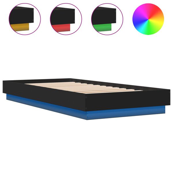 vidaXL Cadre de lit sans matelas avec lumi&egrave;res LED noir 100x200 cm