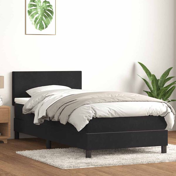 vidaXL Sommier &agrave; lattes de lit avec matelas noir 90x220 cm velours