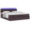 vidaXL Lit ottoman avec matelas et LED Marron fonc&eacute; 180x200 cm tissu